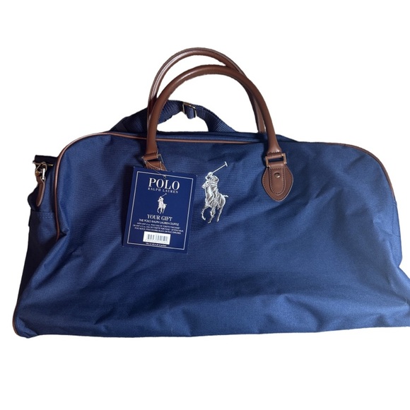 Polo by Ralph Lauren Men’s Vintage Blue and Brown Men's Duffel NWT Big Pony Logo